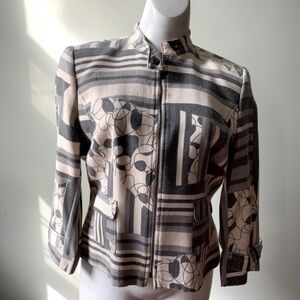 David Meister Graphic Print Wool Blazer